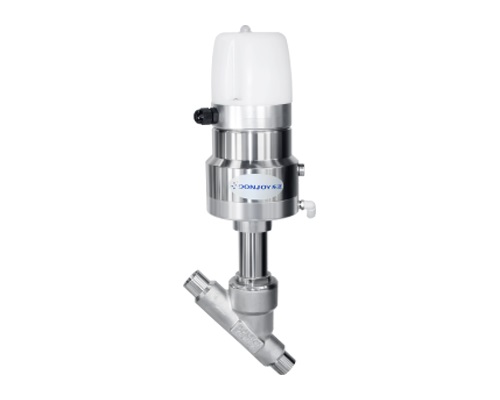 Pneumatic angle seat valves+control unit
