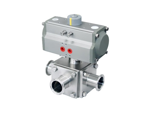 Horizontal pneumatic three way non retention ball valve