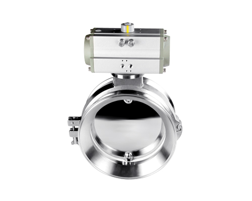 Horizontal pneumatic powder butterfly valve